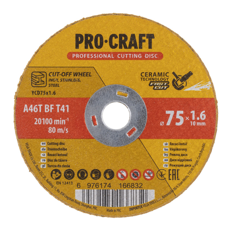 Rezný kotúč Procraft s keramickým zrnom YCD75x1.6