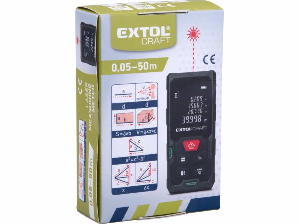 EXTOL CRAFT Merač vzdialenosti laserový do 50m / +-2mm, LCD, 0,05-50m 920202