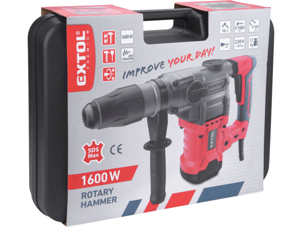 EXTOL PREMIUM Kladivo vŕtacie a sekacie, SDS-Max, príkon 1600W, energia úderu 10J 8890102 12