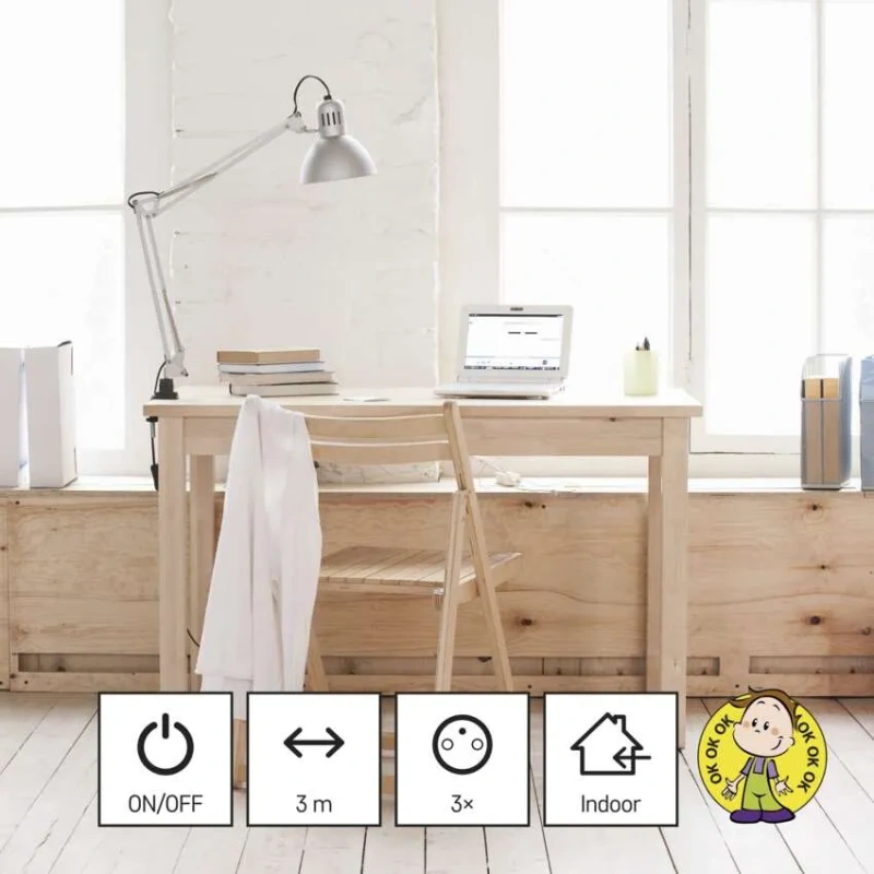 EMOS P1313 Predlžovací kábel 3 m, 3 zásuvky s vypínačom, biely, PVC, 1 mm2 3