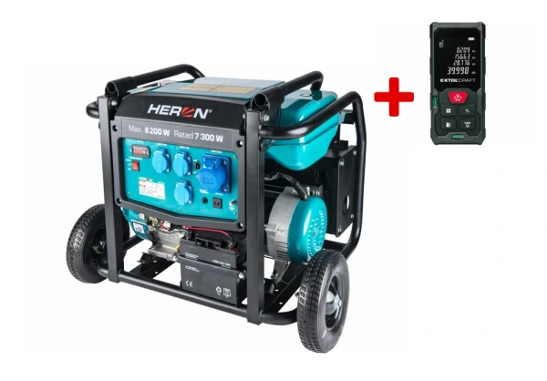 HERON 8896145 Elektrocentrála benzín 8,2kW/230V + Merač vzdialenosti laserový do 50m