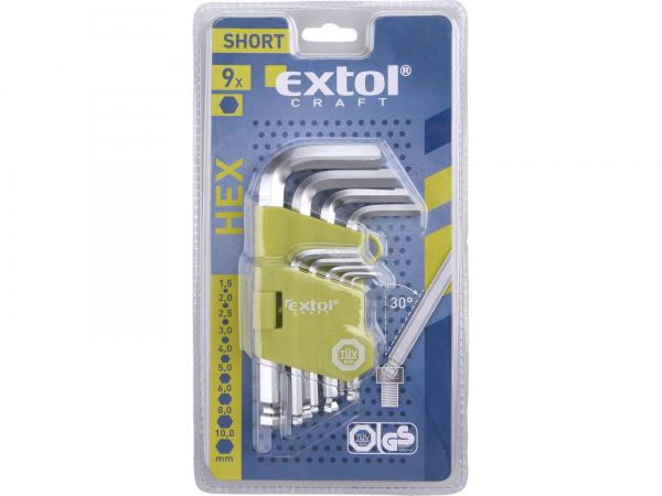 EXTOL CRAFT Kľúče imbusové ktátke s guľôčkou 9-dielna sada 66000