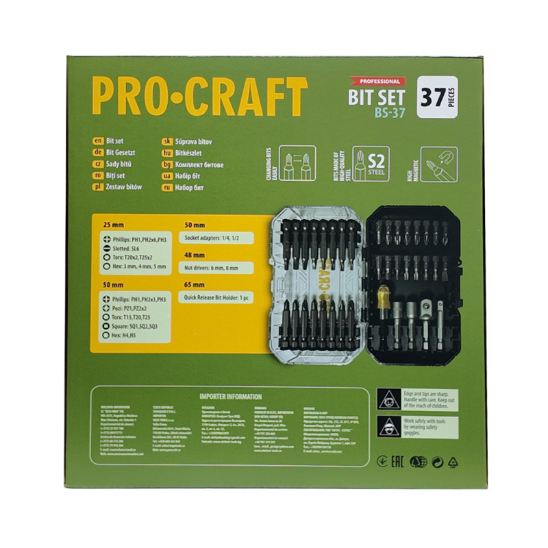 PROCRAFT Aku vŕtací skrutkovač 20V PA18LiH so sadou bitov SPA18LiH-1B-C/BS-37 6