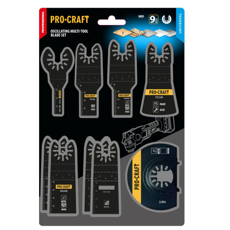 Sada nadstavcov pre multifunkčnú oscilačnú brúsku Procraft MB9