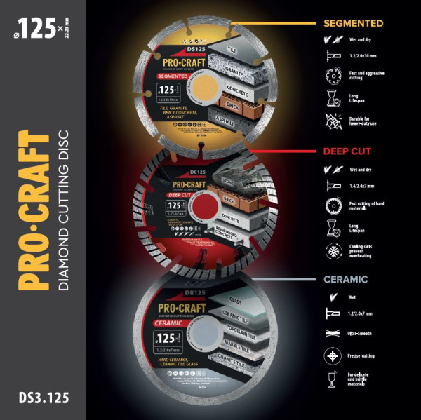 Sada diamantových kotúčov Procraft DS3.125 (DS125/DR125/DC125)