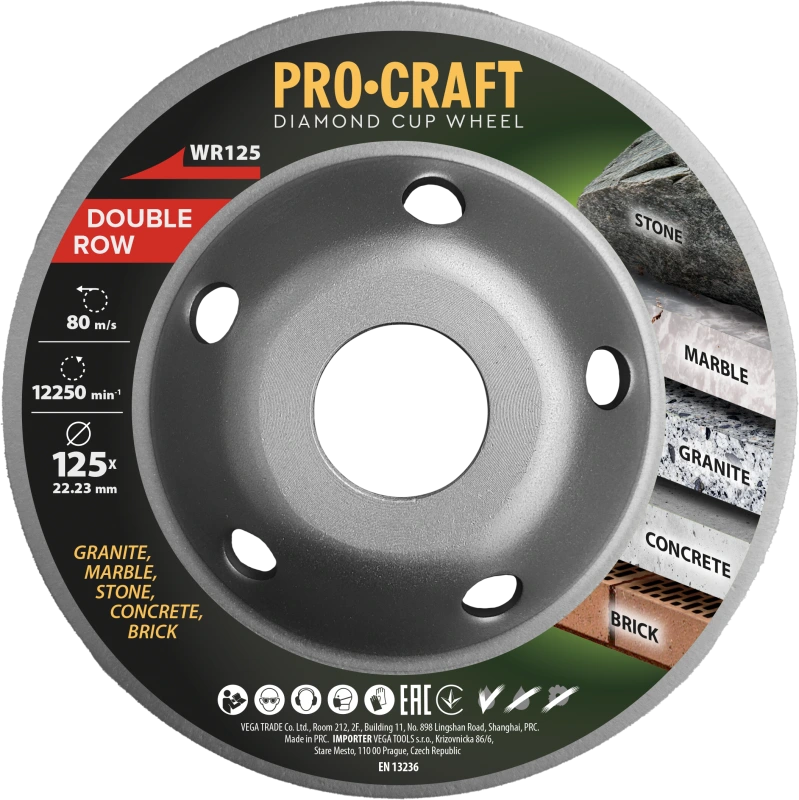 Diamantová brúsna čaša Procraft WR125 Double Row