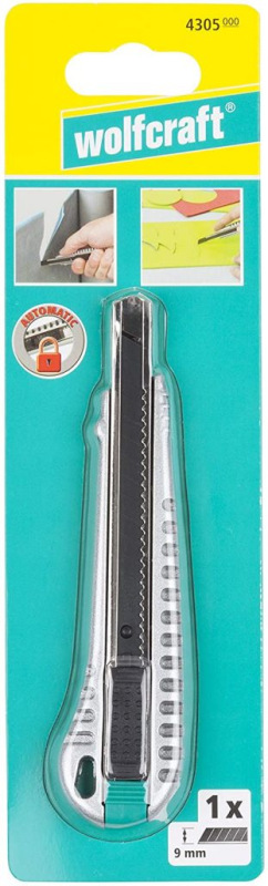 Wolfcraft Nôž odlamovací s čiernou čepeľou Profi kovový 9mm, wolfcraft 4305000