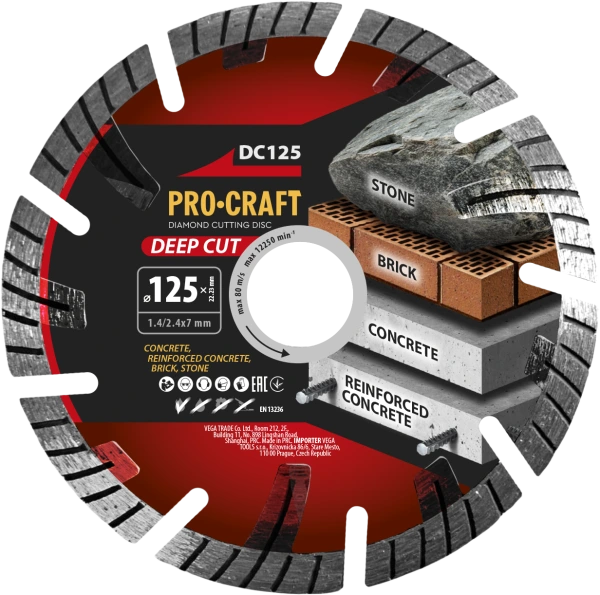 Diamantový rezný kotúč Deep Cut Procraft DC125