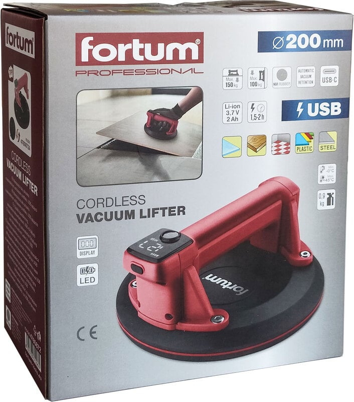FORTUM 4780872 Prísavka akumulátorová, ø200mm, max.150kg, USB-C nabíjanie, ø200mm 9