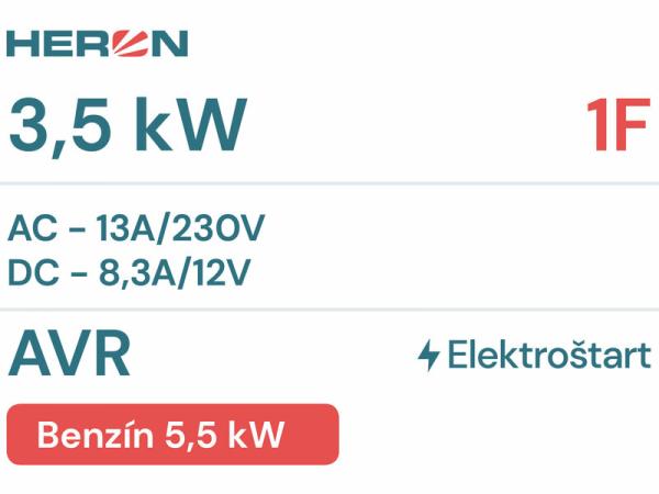 HERON Elektrocentrála rámová benzínová, 230V, 3,5kW, elektrický štart 8896141
