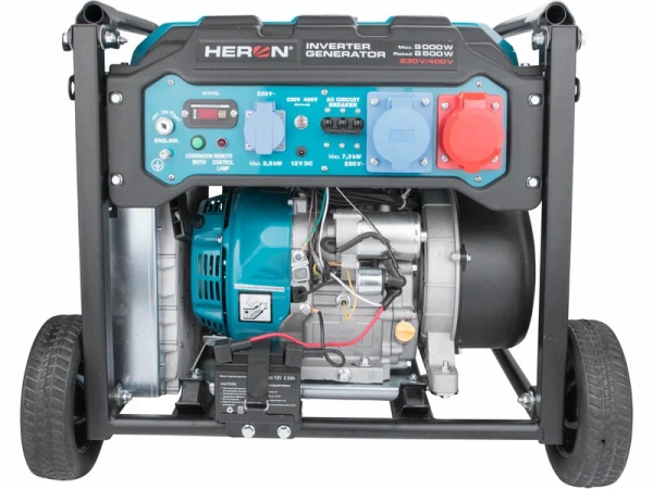 HERON 8896235 Elektrocentrála invertorová rám. 3F, 9kW, diaľ.ovládanie +Aku skrutkovač 20V 1