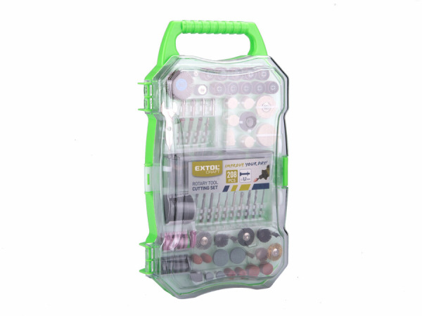 EXTOL CRAFT Nadstavce rotačné pre priamu brúsku, 208-dielna sada, stopka Ø3,2mm 903771 2