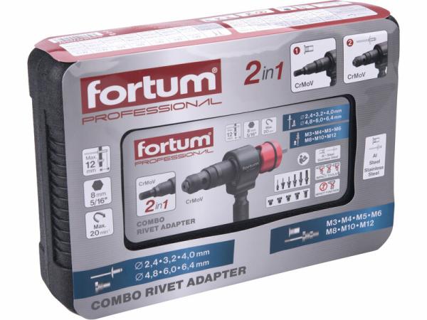 FORTUM Nadstavec nitovací na nity 2,4-6,4 a matice M3-M12 4770667 6