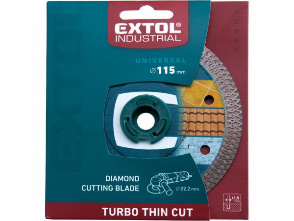 EXTOL INDUSTRIAL Kotúč rezný diamantový Turbo Thin Cut, 115mm, suché/mokré rezanie 8703041