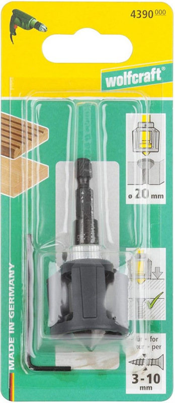 Wolfcraft Záhlbník do dreva s nastaviteľným dorazom ø 20mm, wolfcraft 4390000 2