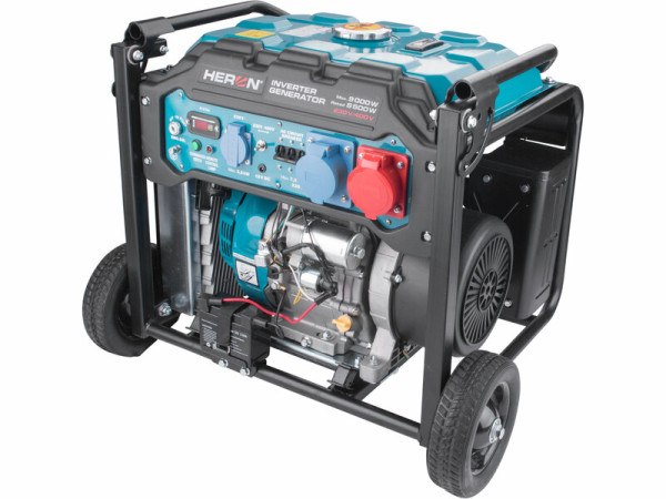 HERON 8896235 Elektrocentrála invertorová rámová 3F, 9kW, diaľkové ovládanie, podvozok