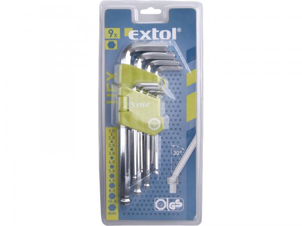 EXTOL CRAFT 
Kľúče imbusové s guľôčkou 9-dielna sada 66001
