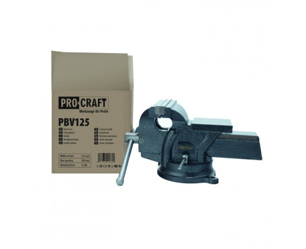 PROCRAFT Zverák s kovadlinou otočný 125mmt PBV125 3