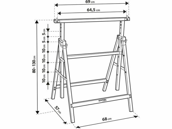 EXTOL PREMIUM 9994 Podstavec nastaviteľný skladací 200kg Šírka 69 cm 1