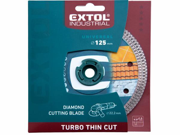 EXTOL INDUSTRIAL Kotúč rezný diamantový Turbo Thin Cut, 125mm, suché/mokré rezanie 8703042