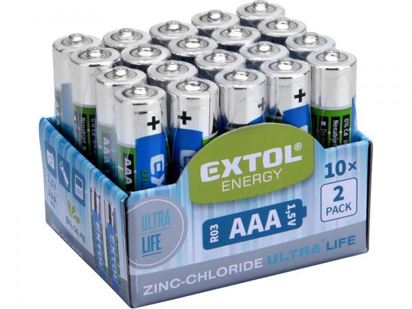 EXTOL Batéria zink-chloridová 20ks, 1,5V, typ AAA 42002