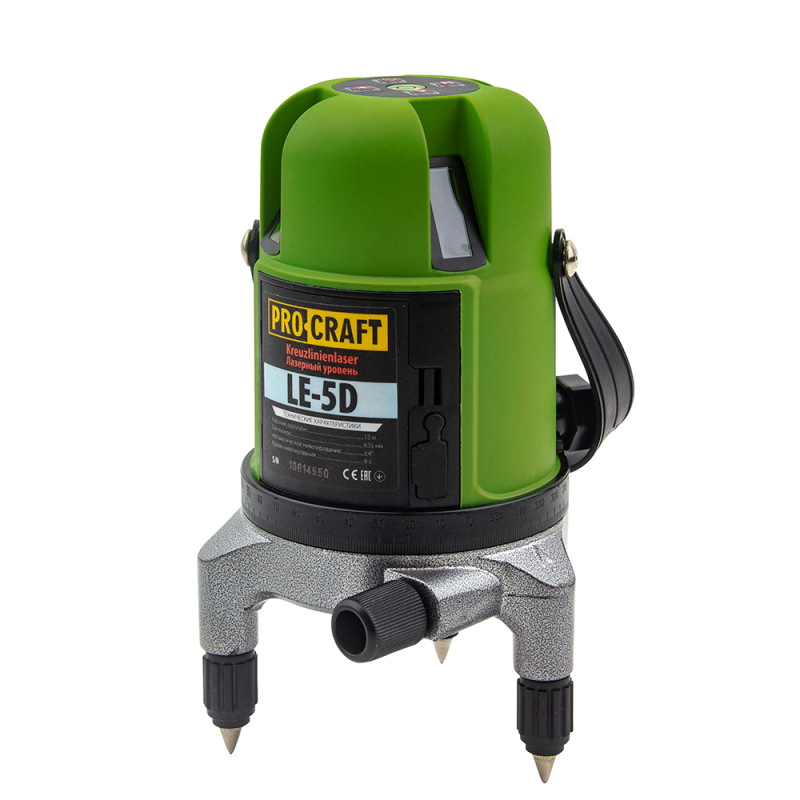 Procraft LE-5D Zelený čiarový laser, krížová samonivelačná rovina