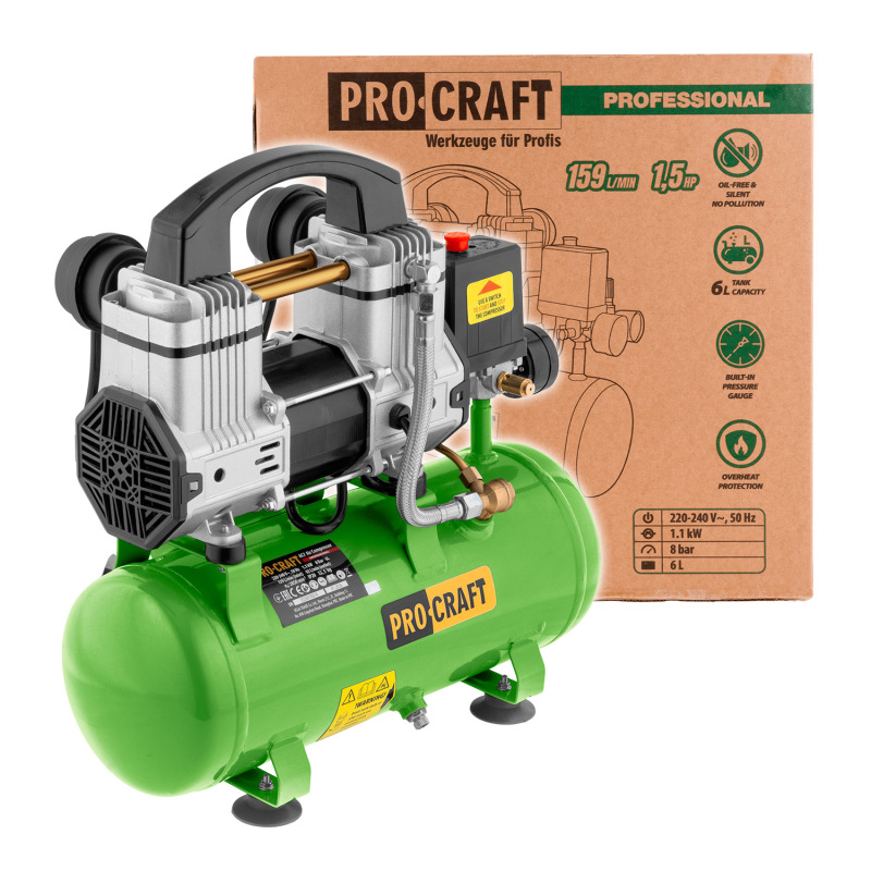 PROCRAFT Kompresor 1100W 6L AC7