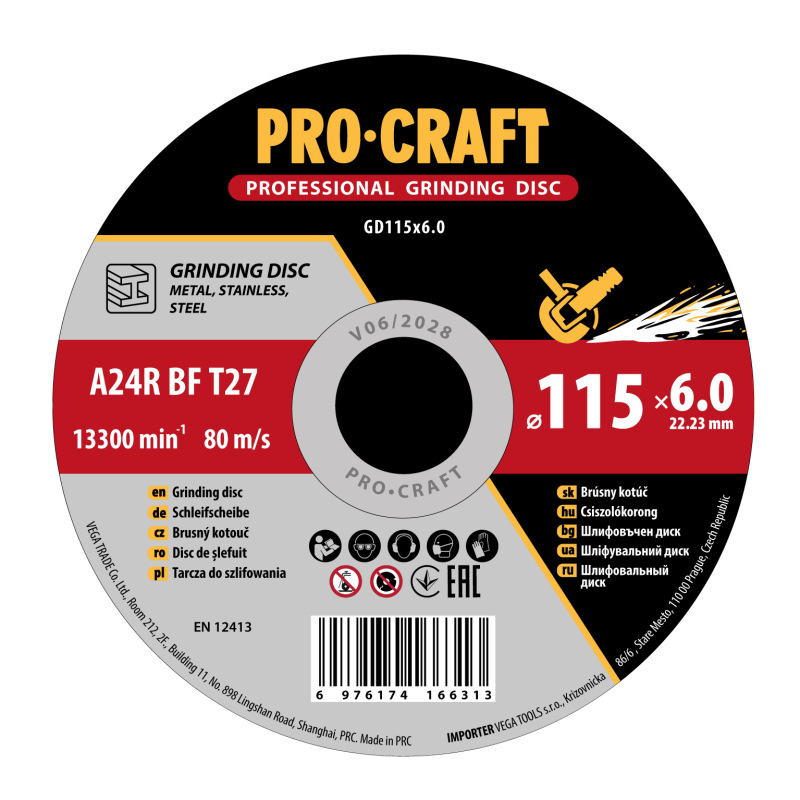 Brúsny kotúč na kov Procraft GD GD115x6.0