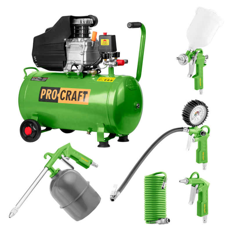 PROCRAFT Kompresor 1400W 50L + sada príslušenstva AC50