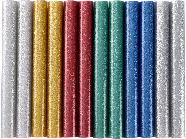 Tyčinky tavné farebné ligotavé 12ks, Z/M/SvM/Če/Zlt/Str, pr.11mm, dĺžka 100mm 9911