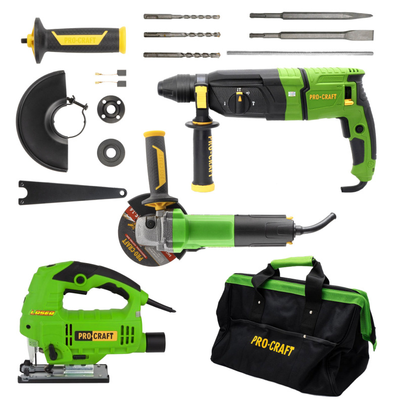 Procraft elektro sada náradia, 4 diely BH1100, BG400, ST1300, PW750