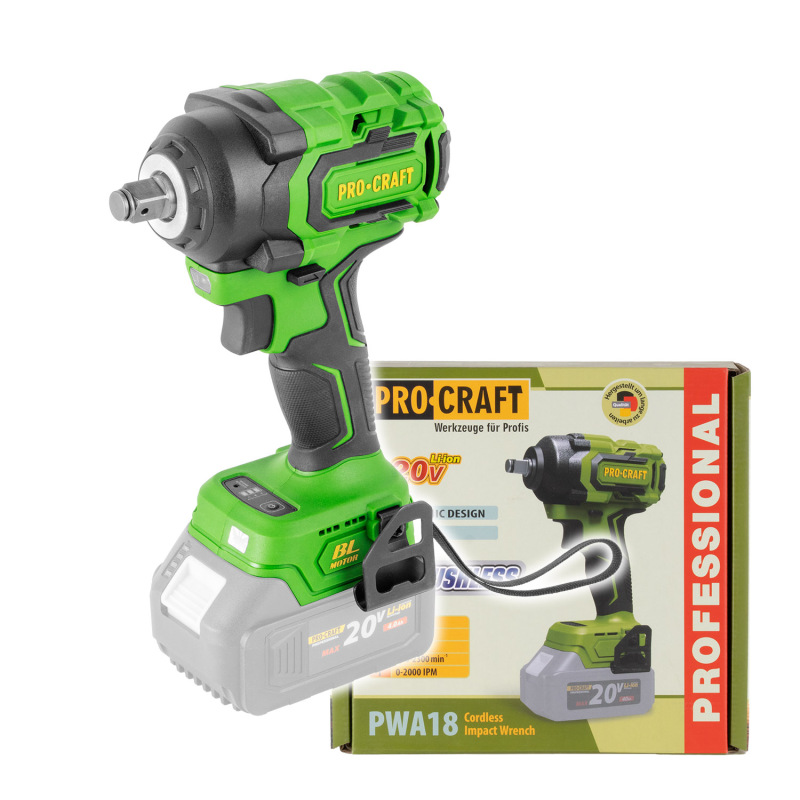 PROCRAFT Aku rázový uťahovák 20V 550Nm (bez akumulátora a nabíjačky) PWA18bb