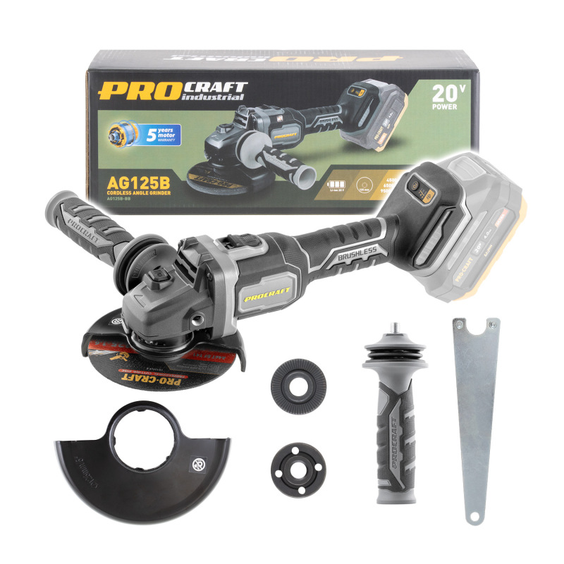 PROCRAFT Aku uhlová brúska Industrial 20V 125mm (bez batérie a nabíjačky) AG125B-BB