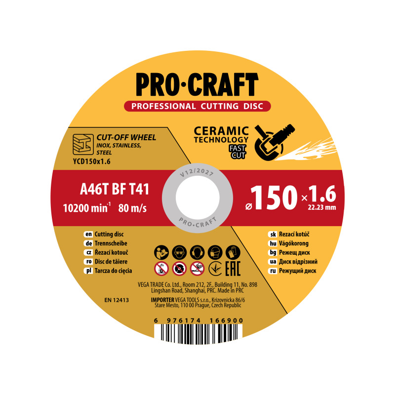Rezný kotúč Procraft s keramickým zrnom YСD150x1.6