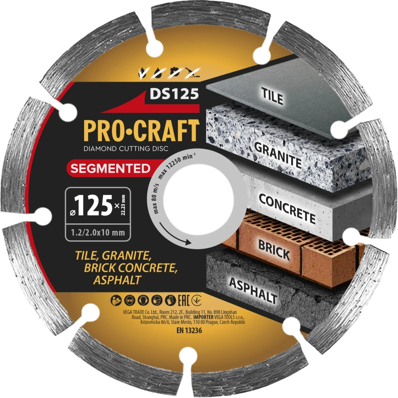 Diamantový rezný kotúč Segmented Procraft DS125