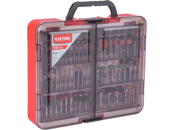 EXTOL PREMIUM 8803775 Nadstavce rotačné pre priamu brúsku, 518ks sada, stopka ø3,2mm 3