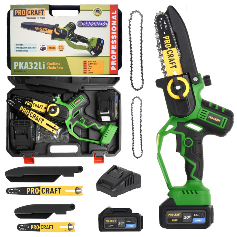 PROCRAFT PKA32Li Aku Píla reťazová 20V, 1x 4Ah, dĺžka lišty 152mm/203mm