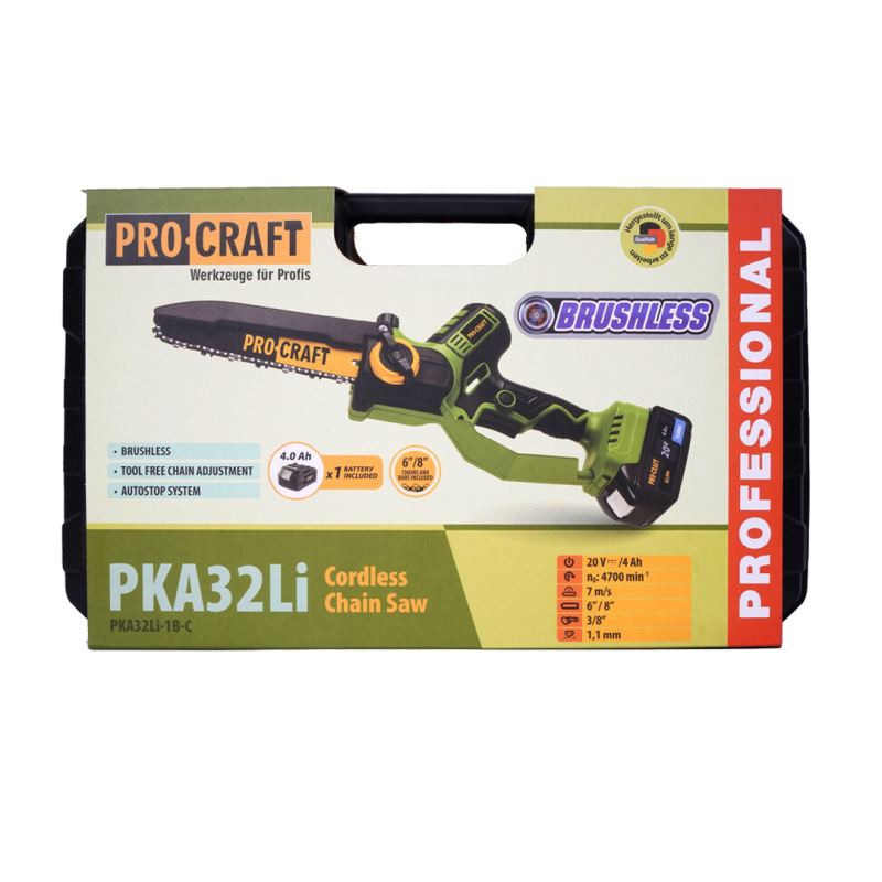 PROCRAFT PKA32Li Aku Píla reťazová 20V, 1x 4Ah, dĺžka lišty 152mm/203mm 7