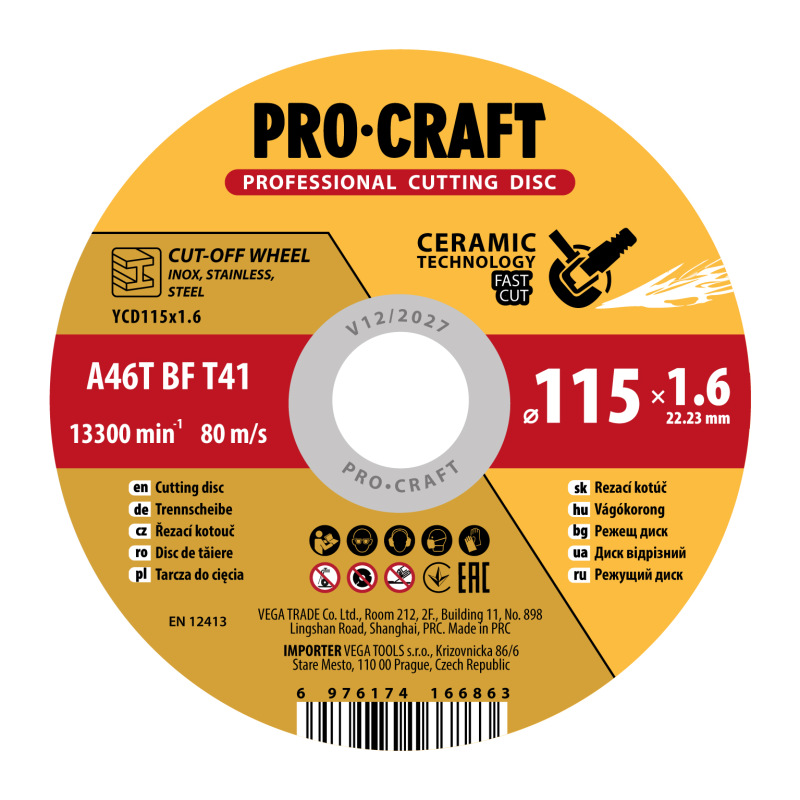 Rezný kotúč Procraft s keramickým zrnom YCD115x1.6