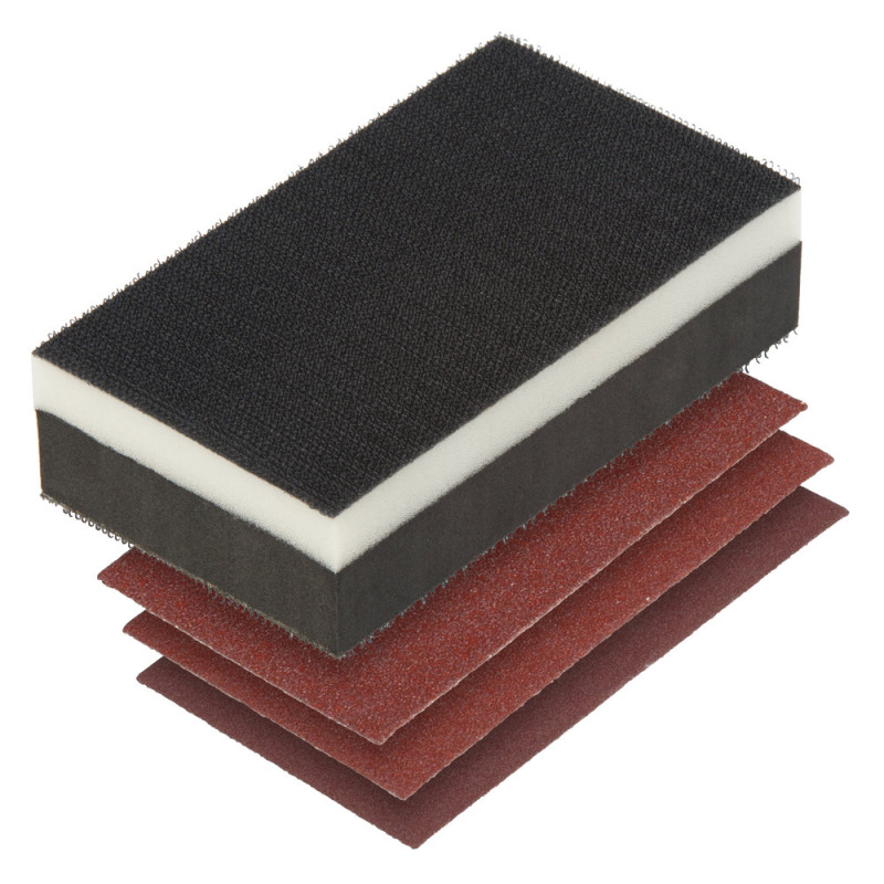 Wolfcraft Sada samolepiacich brúsnych listov K60,80,120 s držiakom 70 x 125mm wolfcraft 2892000