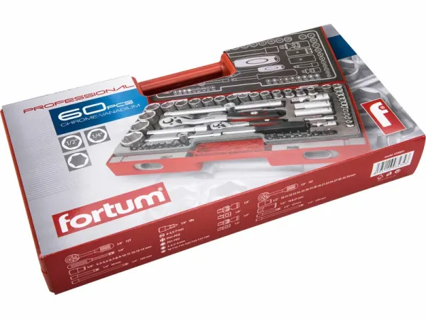 FORTUM Sada nástrčných a zástrčných kľúčov 1/4"-1/2" 60-dielna 4700011