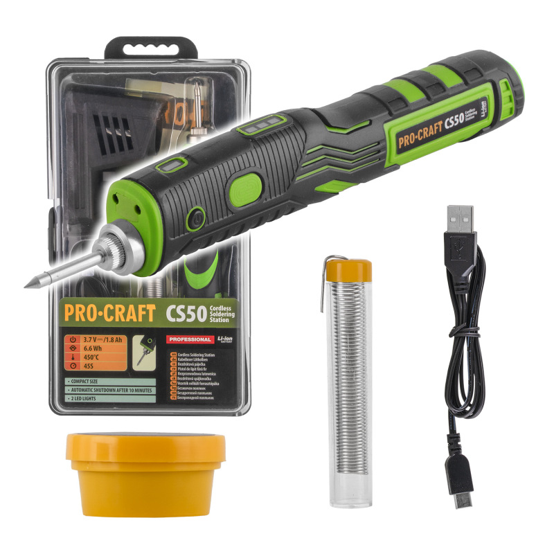 PROCRAFT Aku spájkovačka 3,7 V 1,8 Ah CS50
