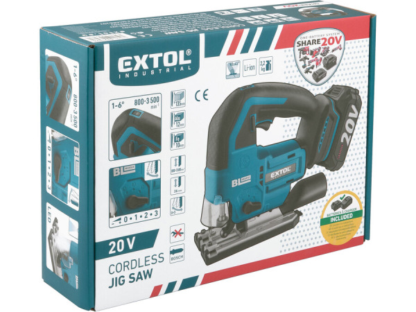 EXTOL INDUSTRIAL Píla priamočiara Share20V, 2Ah, zdvih 26mm, bezuhlíkový motor 8791824 13