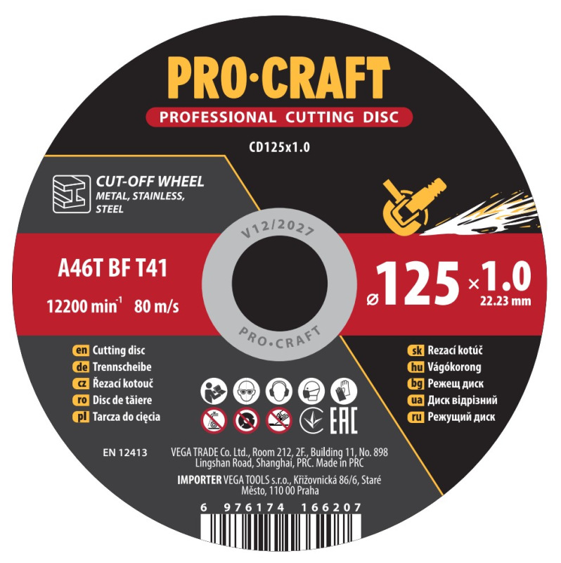 Rezací kotúč Procraft CD125x1,0