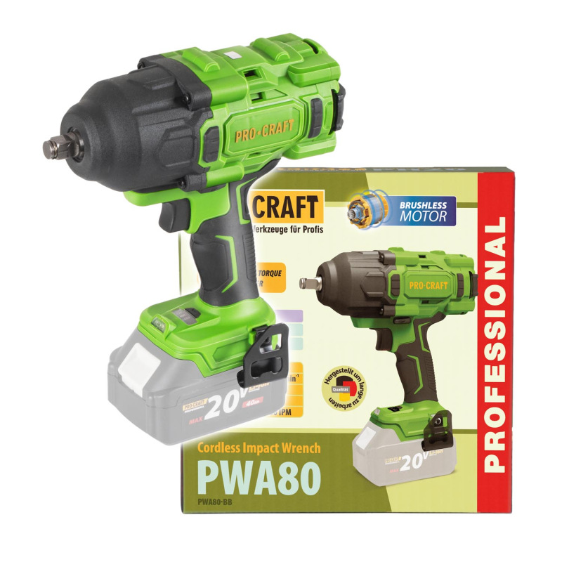 PROCRAFT Aku rázový uťahovák 20V 1600Nm(bez akumulátora a nabíjačky) PWA80bb