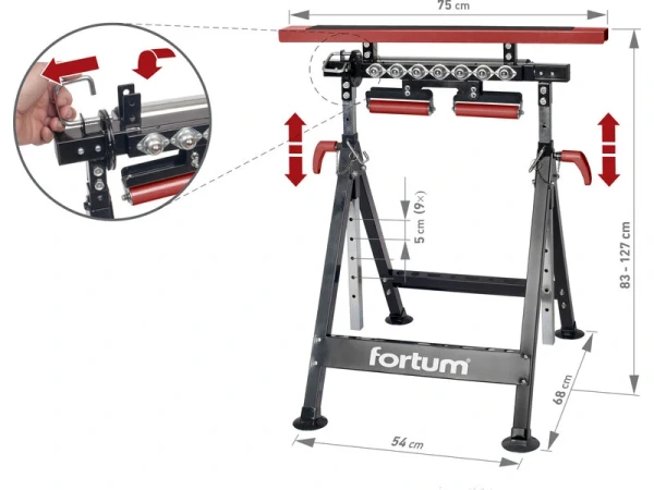 FORTUM 4759985 Podstavec pracovný univerzálny "koza" 4v1, max. 200kg, nastaviteľná výška 2