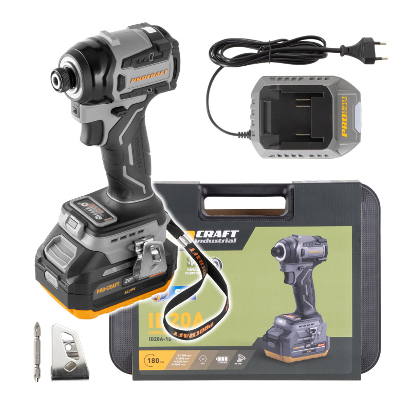 PROCRAFT Aku rázový utahovák Industrial 20V 180Nm(1 bateria) ID20A-1b 1
