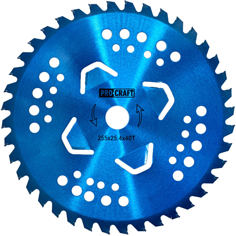 Nôž krovinorezu (kotúč) (D255*25.4) 40T pobedit (blue) PROCRAFT