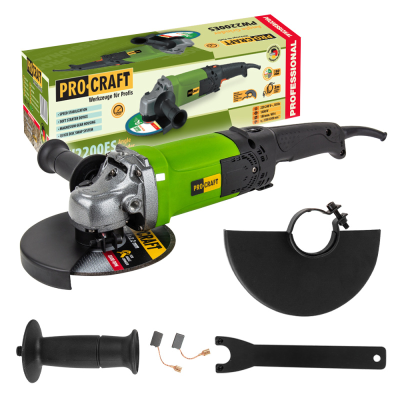 PROCRAFT Uhlová brúska Procraft 180mm 1400W (PW1400ES) PW2200ES