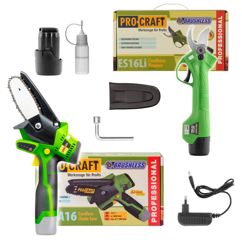 PROCRAFT Sada aku ručná pílka PKA16bb a nožnice na konáre ES16Li1B